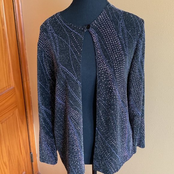 Tradition Jackets & Blazers - Chic Black and Purple Women's Sequinned  Opened Front Cardigan/ Blazer